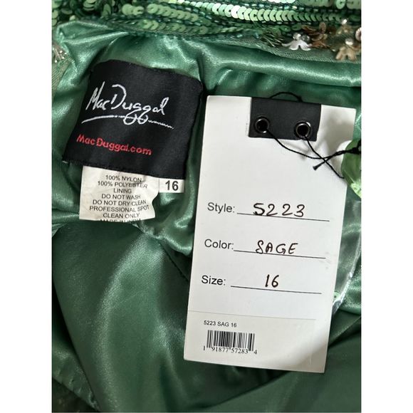 MAC DUGGAL SEQUIN & FLORAL EMBELLISHED EVENING GOWN - Picture 11 of 12